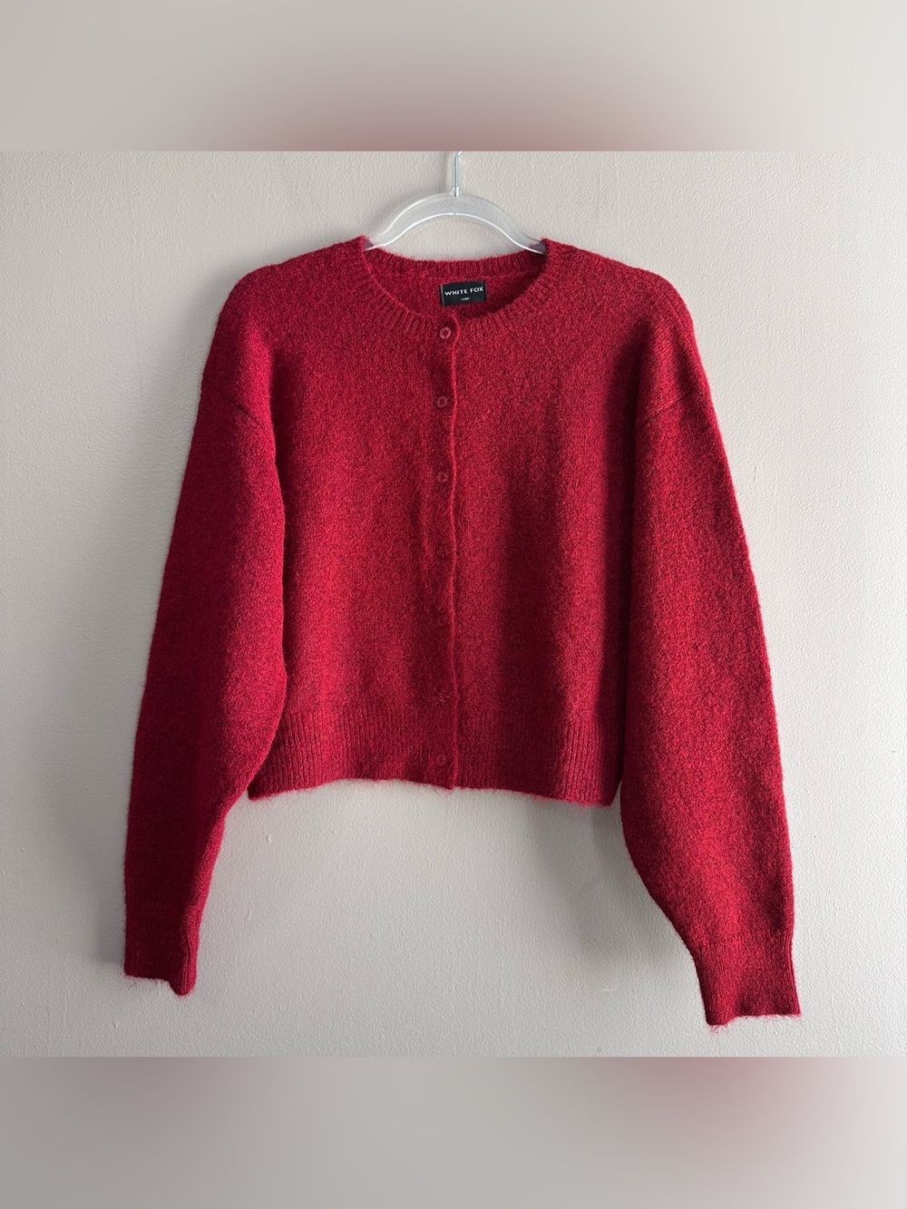 White Fox Warm Whispers Red Cozy Knit Button Front Cardigan Sweater Womens S/M